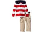 Ralph Lauren Baby Rugby Hoodie Belted Pants Set (infant) (faded Red Multi) Boy's Active Sets