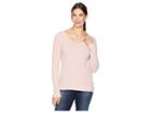 Dylan By True Grit Softest Slub Waffle Thermal Long Sleeve V-neck With Asymmetrical Rib Hem (vintage Pink) Women's Clothing