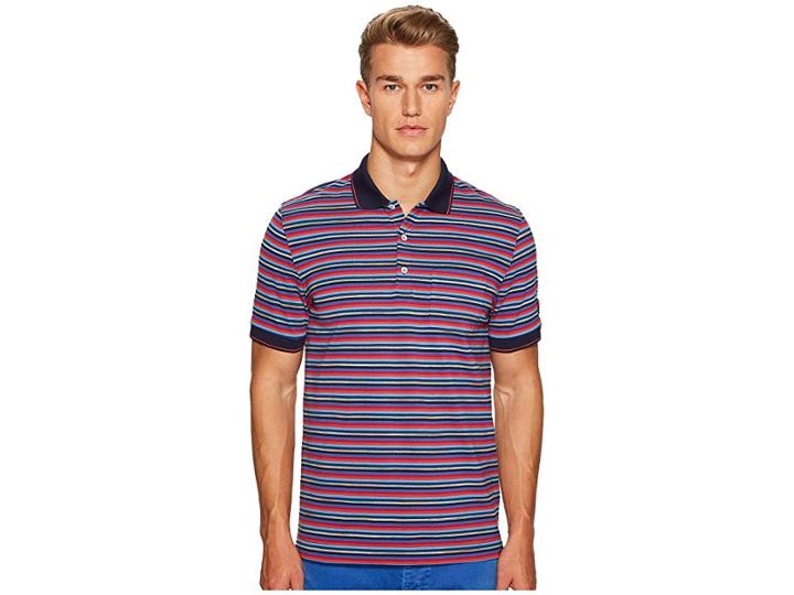Missoni Mare Mare Jersey Pique Rigato Polo (blue Combo) Men's Clothing
