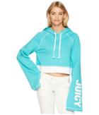 Juicy Couture Track Fleece Cropped Pullover (baltic) Women's Fleece