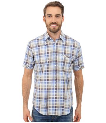 James Campbell Chimala Plaid Short Sleeve Woven (brown) Men's Short Sleeve Button Up