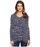 Mod-o-doc Space Dyed Slub Sweater Seamed V-neck Pullover (true Navy) Women's Clothing