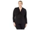 Vince Camuto Specialty Size Plus Size Long Sleeve Cinched V-neck Sparkle Jersey Top (rich Black) Women's Clothing