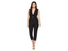 Catherine Catherine Malandrino Sleeveless Crepe Jumpsuit W/ Self Tie Belt (black) Women's Jumpsuit & Rompers One Piece
