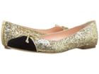 Kate Spade New York Nella (gold Glitter/black Suede) Women's Flat Shoes