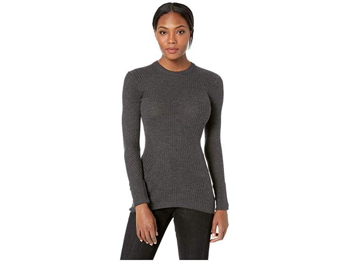 Icebreaker Valley Slim Crewe Merino Sweater (charcoal Heather) Women's Sweater