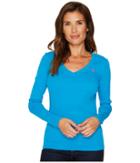 U.s. Polo Assn. Rib V-neck T-shirt (teal Blue) Women's T Shirt