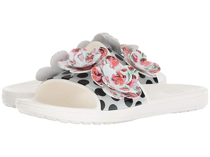 Crocs Sloane Timeless Roses Slide (white) Women's Slide Shoes