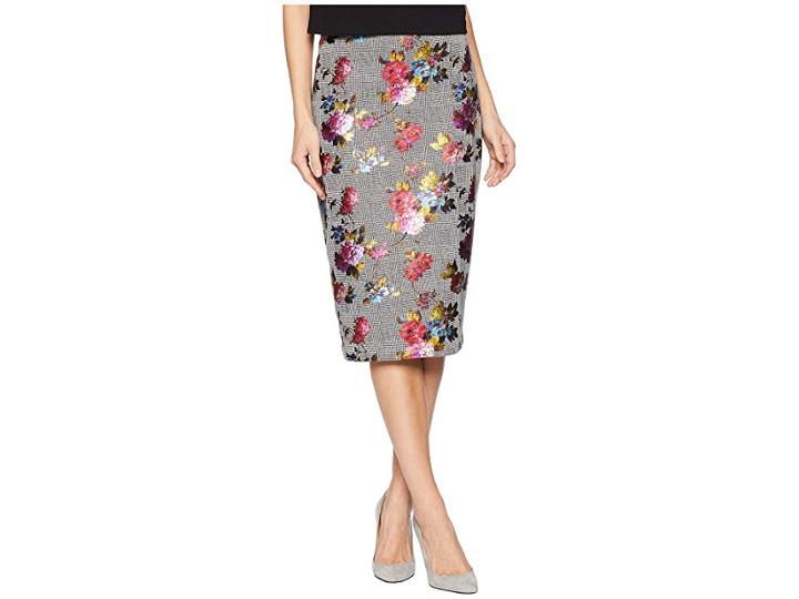 Eci Foil Printed On Plaid Skirt (multi) Women's Skirt