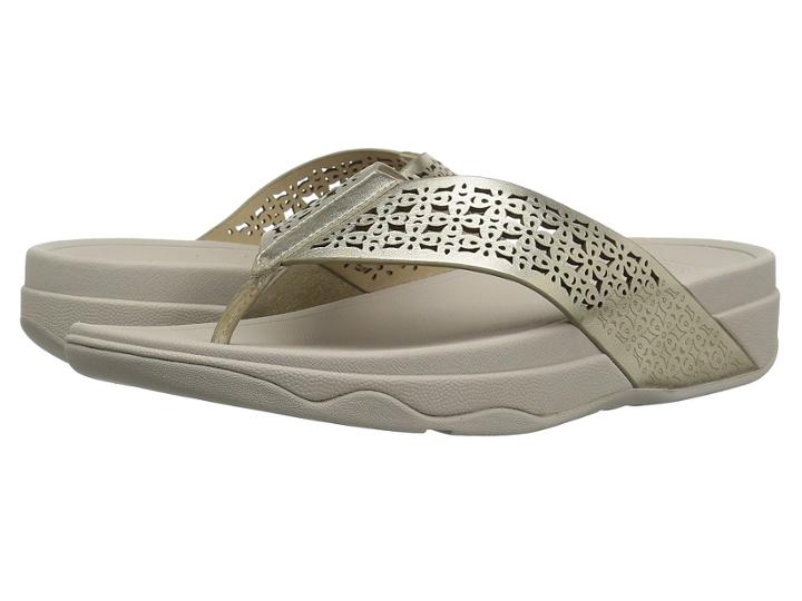 Fitflop Surfatm Floral Lattice Toe Post (pale Gold) Women's Sandals