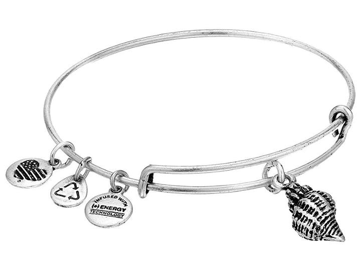 Alex And Ani Conch Shell Charm Bangle (rafaelian Silver Finish) Bracelet