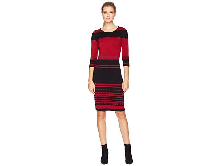 Gabby Skye Fitted Sweater Dress (garnet/black) Women's Dress
