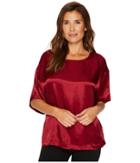 Two By Vince Camuto Casual Satin Relaxed Tee (russet Red) Women's T Shirt