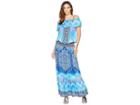 Hale Bob Night Blooms Rayon Stretch Satin Woven Maxi Dress (blue) Women's Dress