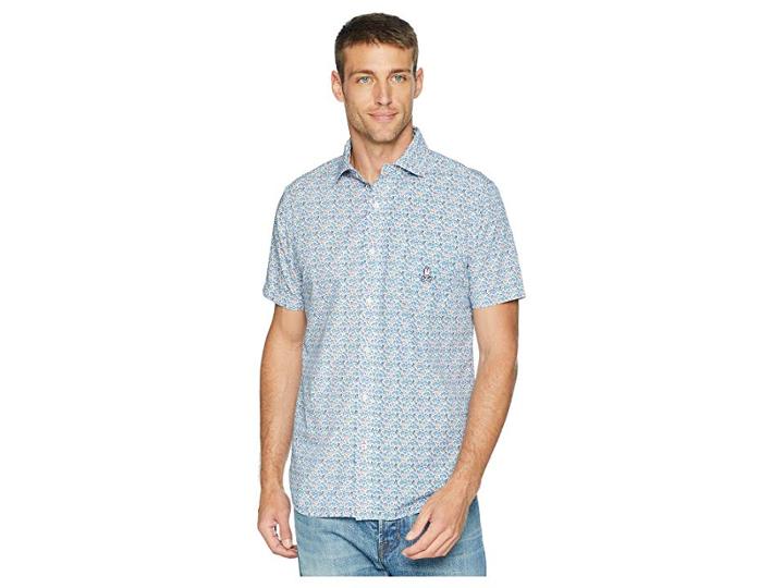 Psycho Bunny Short Sleeve Woven Shirt (white) Men's Clothing