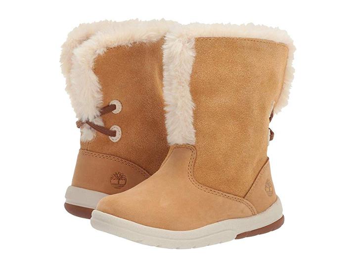 Timberland Kids Toddle Tracks Faux Shearling Bootie (toddler/little Kid) (wheat Nubuck) Kids Shoes