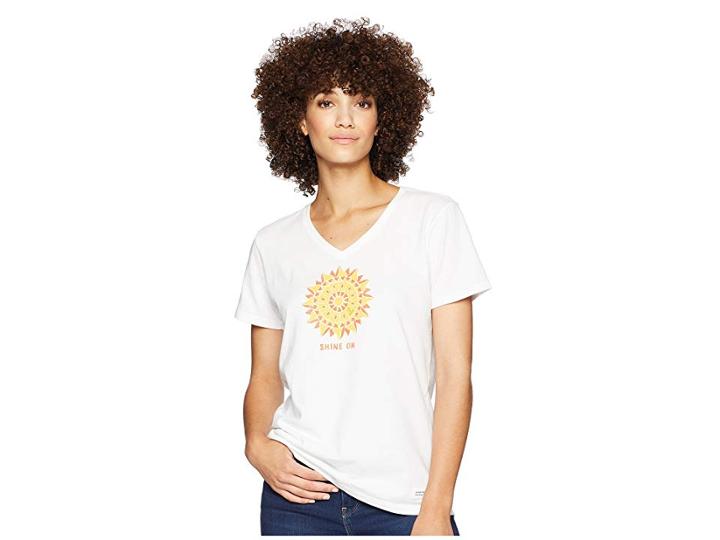Life Is Good Shine On Sun Crusher Vee T-shirt (cloud White) Women's T Shirt