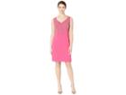Marina Stretch Crepe Sleeveless Sheath With Beaded Bodice (hot Pink) Women's Clothing