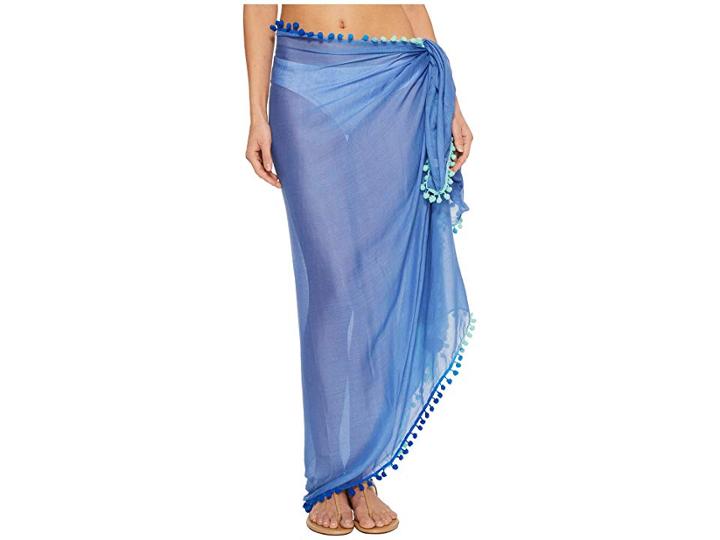 Echo Design Pom Pom Pareo Cover-up (coastal Blue) Scarves