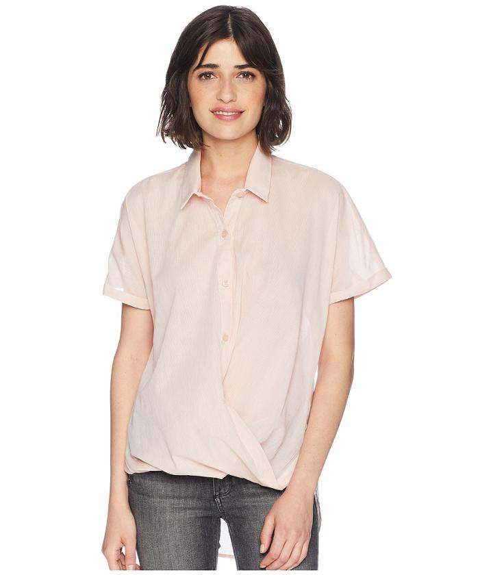 Bcbgeneration Wrap Hem Dolman Sleeve Shirt (antique Rose) Women's Short Sleeve Button Up