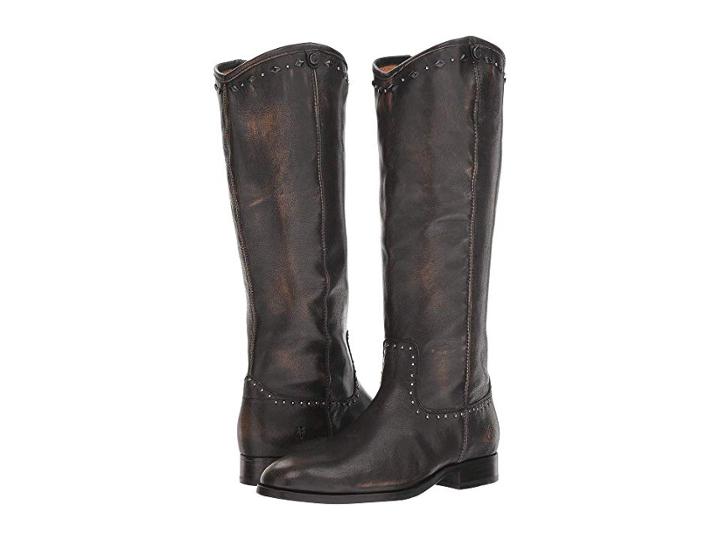 Frye Melissa Button Multi Stud (dark Brown Brush-off) Women's  Boots