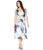 Taylor Sleeveless Chiffon Printed Wrap Dress (ivory/royal) Women's Dress
