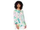 Lilly Pulitzer Willa Flounce Sleeve Top (coral Reef Tint Chimpoiserie) Women's Clothing