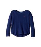 Polo Ralph Lauren Kids Waffle-knit Long Sleeve Top (little Kids) (holiday Navy) Girl's Clothing
