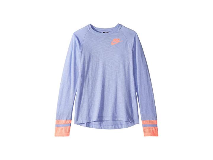 Nike Kids Nsw Long Sleeve Top (little Kids/big Kids) (twilight Pulse/lava Glow/lava Glow) Girl's Clothing