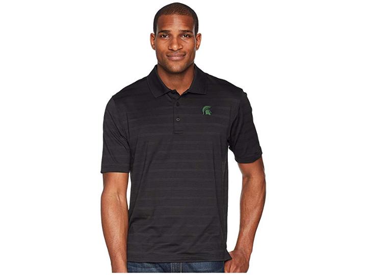 Champion College Michigan State Spartans Textured Solid Polo (black) Men's Short Sleeve Pullover