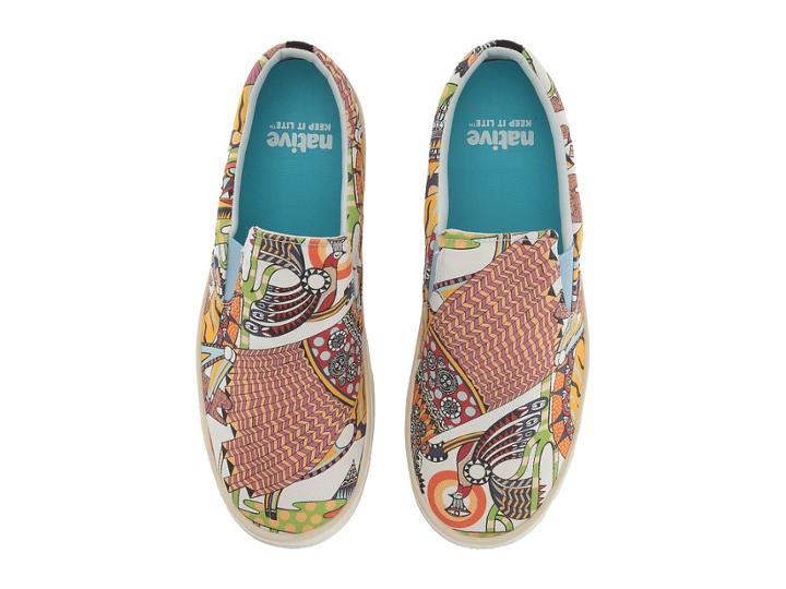 Native Shoes Miles Denim Print (white Wash/bone White/ola Volo) Shoes
