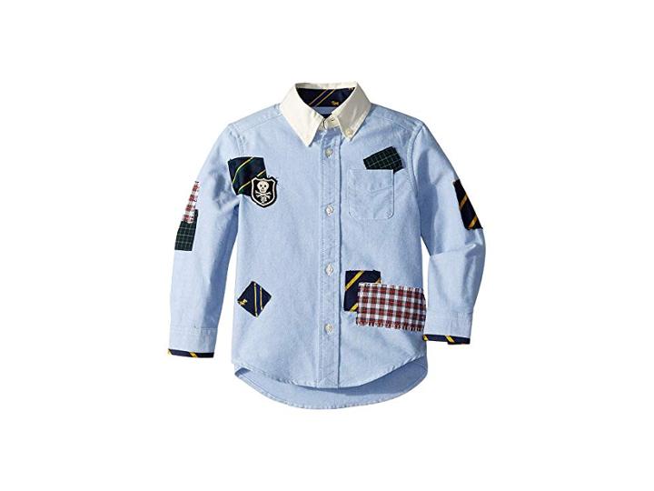 Polo Ralph Lauren Kids Patchwork Cotton Oxford Shirt (toddler) (blue) Boy's Clothing