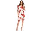 B Collection By Bobeau Ember Ruched Sleeve Dress (red Floral Print) Women's Dress