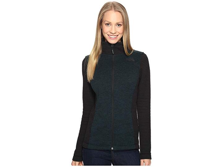 The North Face Indi Full Zip Jacket (darkest Spruce Heather/tnf Black (prior Season)) Women's Coat
