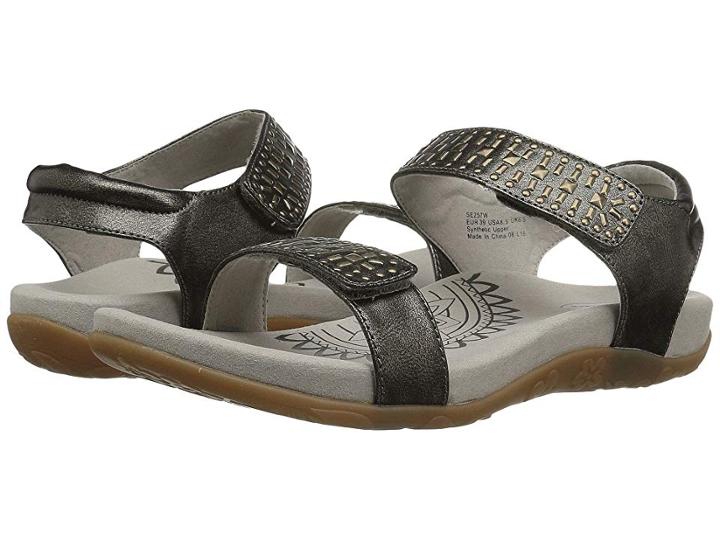 Aetrex Maria (pewter) Women's Sandals