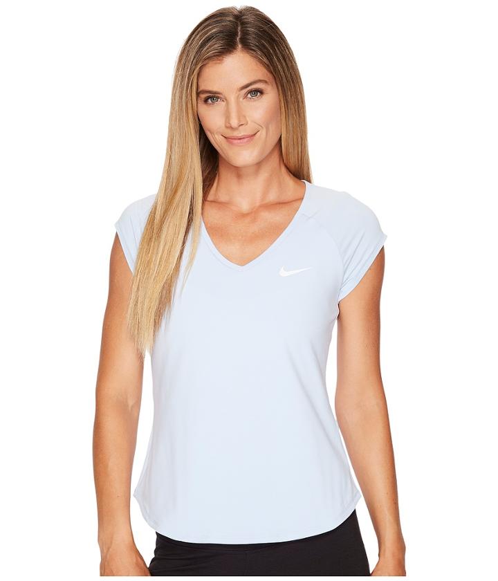 Nike Nike Court Pure Tennis Top (hydrogen Blue/white) Women's Short Sleeve Pullover