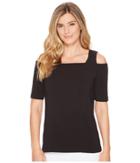Nic+zoe Perfect Cold Shoulder Top (black Onyx) Women's Clothing