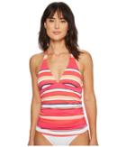 Tommy Bahama Petals Of Paradise Reversible Halter Tankini (coral Glow) Women's Swimwear
