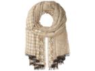 Michael Michael Kors Patchwork Wrap (dark Camel/cream) Scarves