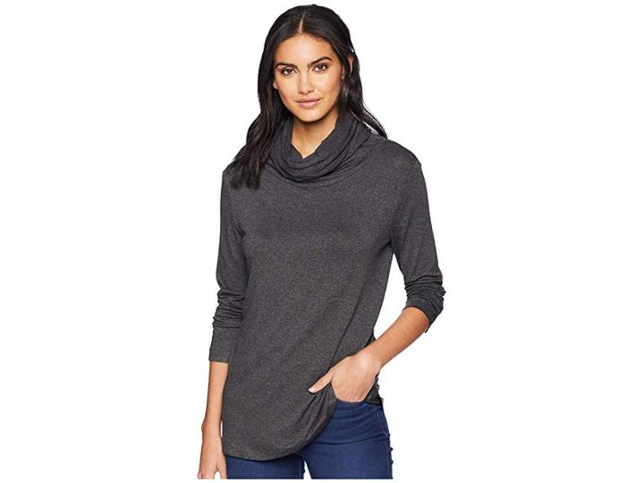 Kamalikulture By Norma Kamali Oversized Turtleneck Top (dark Grey) Women's Clothing