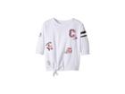 Converse Kids Tie Front Patches Knit Tee (big Kids) (white) Girl's T Shirt