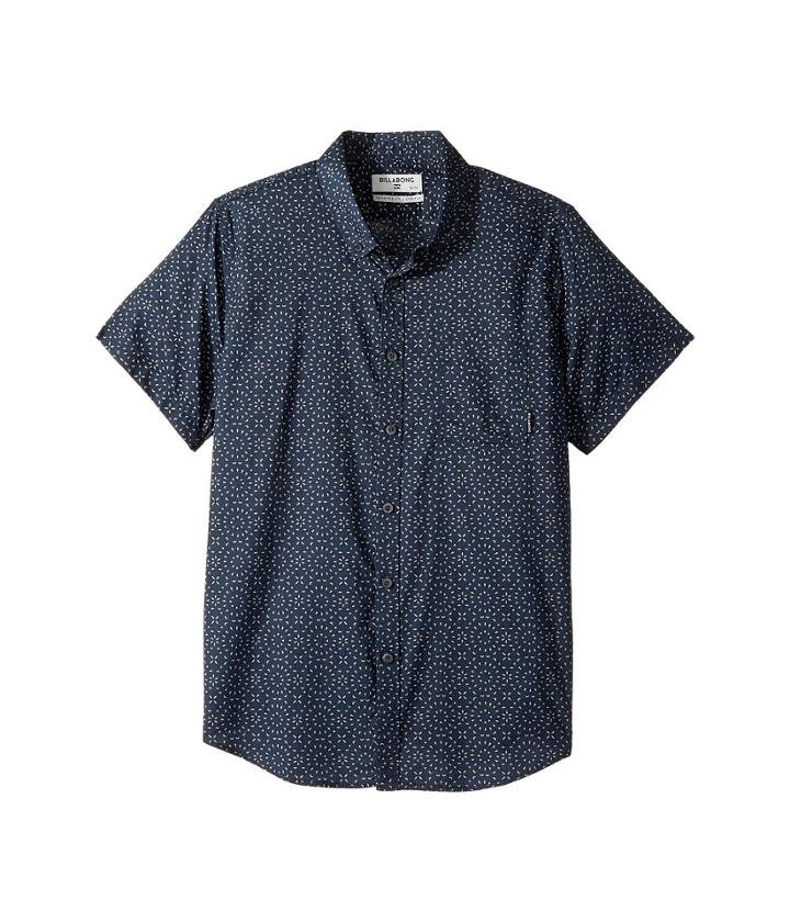 Billabong Kids Sundays Mini Short Sleeve Top (big Kids) (dark Slate) Boy's Short Sleeve Button Up