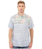 Tommy Bahama Breton Blooms Breezer Linen Camp Shirt (blue Marlin) Men's Clothing