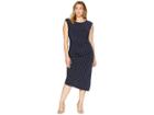 Vince Camuto Specialty Size Plus Size Cap Sleeve Romantic Dots Side Ruched Dress (classic Navy) Women's Dress