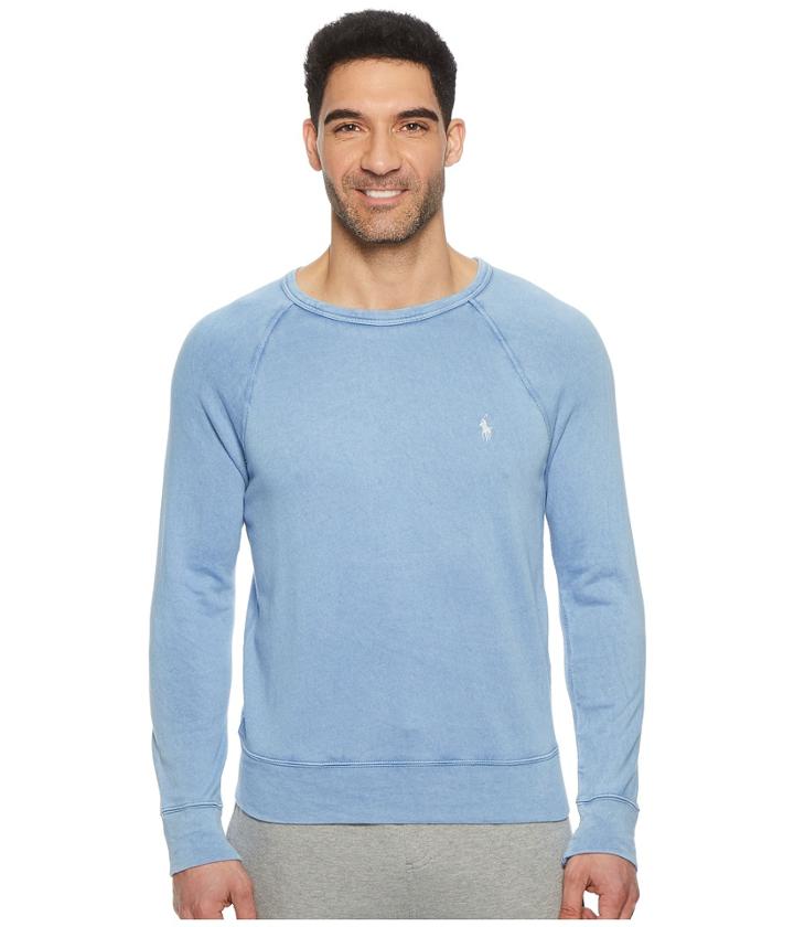 Polo Ralph Lauren Spa Terry Long Sleeve Knit Sweatshirt (city Blue) Men's Clothing