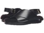 Marni Calf Leather/shearling Sandal (black) Men's Sandals