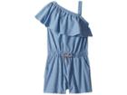 Maddie By Maddie Ziegler Chambray Ruffle Romper (big Kids) (chambray) Girl's Jumpsuit & Rompers One Piece