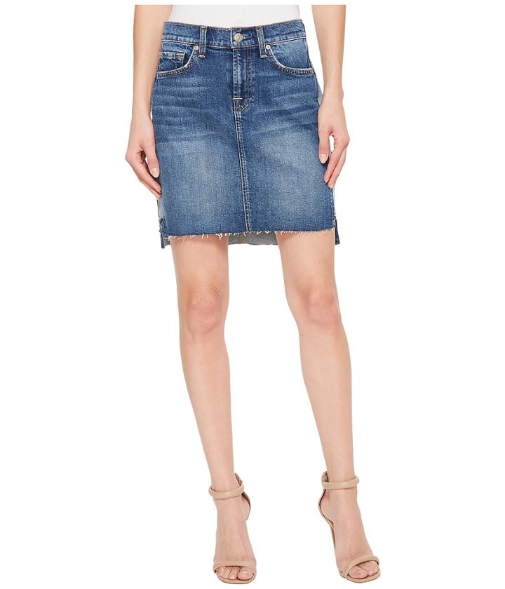 7 For All Mankind Short Skirt W/ Reverse Step Side Panel In Mojave Dusk (mojave Dusk) Women's Skirt