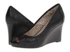 Rockport Seven To 7 Laser Peep Toe Wedge (black) Women's Wedge Shoes