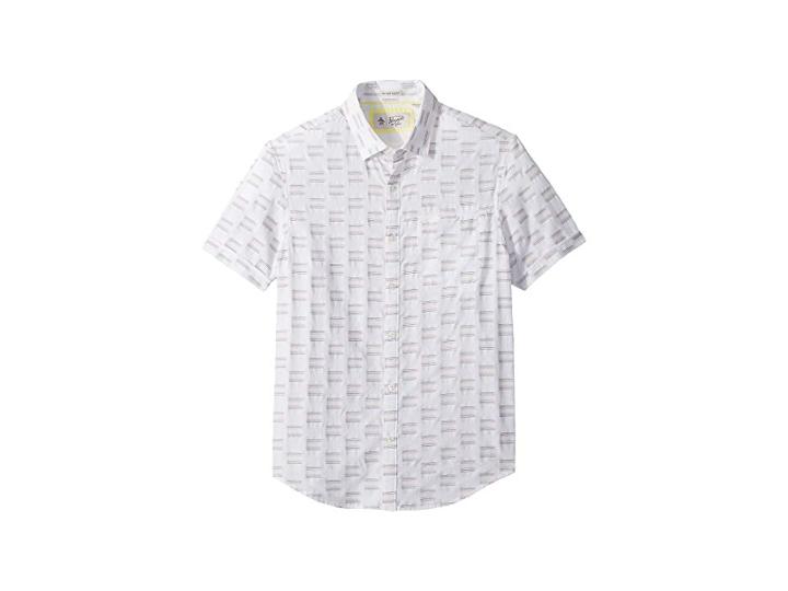 Original Penguin Short Sleeve 8-bit Dobby Shirt (bright White) Men's Short Sleeve Button Up